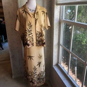 Tropical print dress and button down coverup top